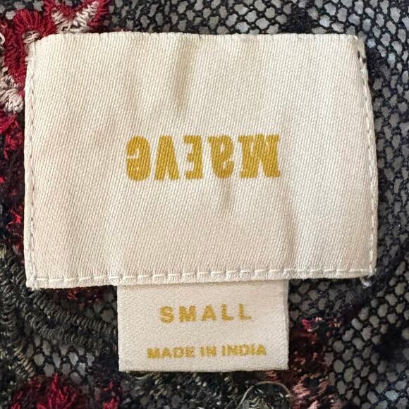 MAEVE by ANTHROPOLOGY A-Line Embroidered Mesh Floral Tunic Blk SzS Dark Witchy - Picture 5 of 10